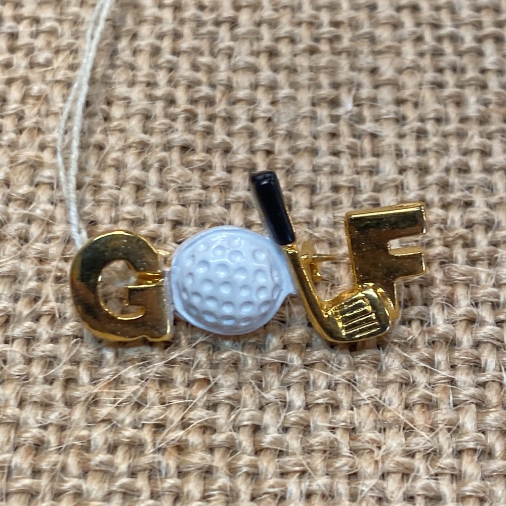 🔥5/$50🔥 Vintage GOLF pin by Ren. golfball letter “O”& golfclub letter “L”